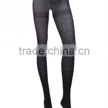 Latest Design Promotion Present Sexy Seamless Jacquard with Geometry Rhombus Line As Winter Legging Woman Tights