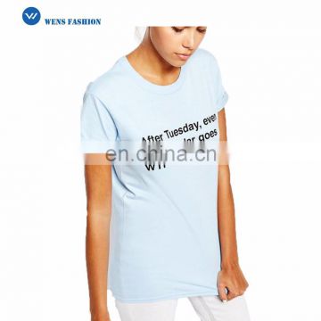 Wholesale Ladies oversize t-shirt 100%cotton Sky Blue t-shirt for ladies