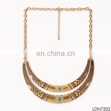 Double strand retro vintage germanium statement necklace jewelry