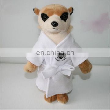 Hotel Promotional Gift Custom logo Animal Stuffed Mongoose Toy With Bathrobe