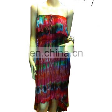 Fashion Design Ladies Daily Wear Tie Dye Dress Multi Color Floral Sexy Dress