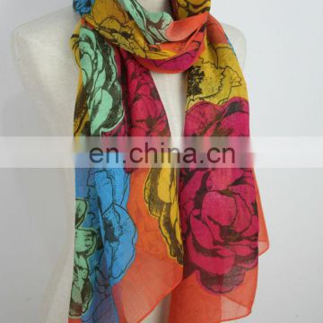 printed cotton bandana scarf JDYVP-013# Printing scarf 100% voile polyester shawl wholesaler