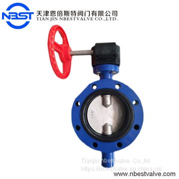 Ductile Iron DN100 Worm Gear Concentric Double Flange Butterfly Valve For Water , D371X-10L