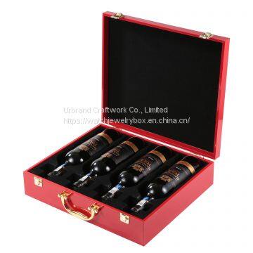 Wholesale Customized brand red wine wooden boxes luxury empty gin wine whiskey bottle gift box with lock