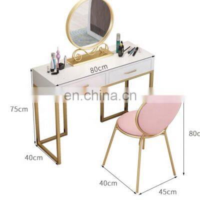 Iron pretty dressing table with mirror and stool