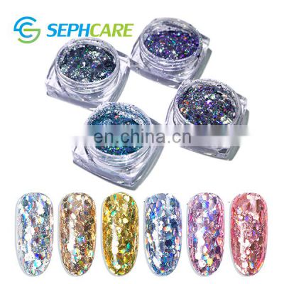 Sephcare Hot Sale 12 Colors Cosmetic Holographic Nail Art Glitter