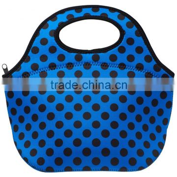 factory custom round dot design neoprene lunch bag