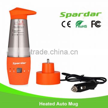 Portable Thermal Flashks Orange 12V Car Coffee Cup with Temperature Control