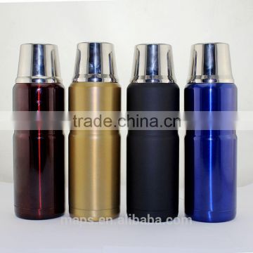 Double wall stainless steel vacuum flask/bullet thermos flask/vacuum thermos with stainless steel cap