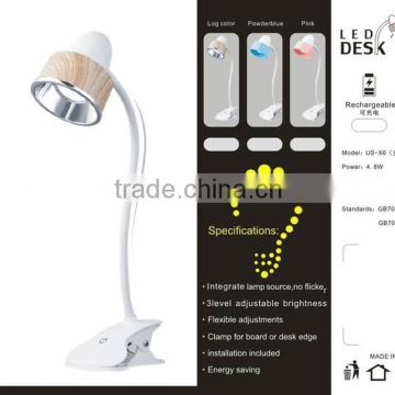 Nature wood flexible gooseneck led table light LED desk lamp with clip JK-860