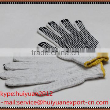White Cotton string knitted seamless with PVC Dotted gloves