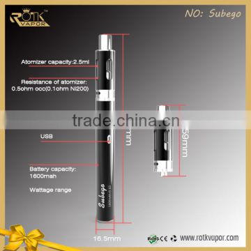 2016 HK fair wholesale e cigarette pen 1600mah subego tempertaure