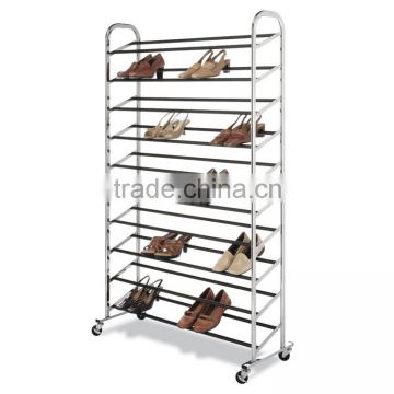 Portable 10 tiers removable non-slip metal shoe rack