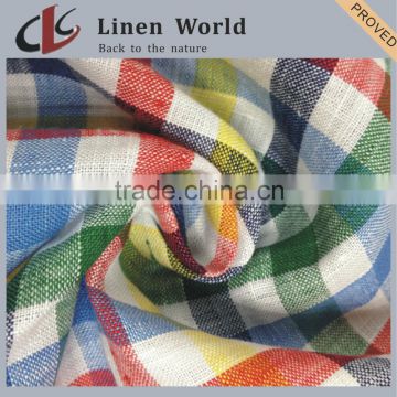 17s*21s Hight Quality Yarn Dyed Check Pure Linen Fabric For Shirt