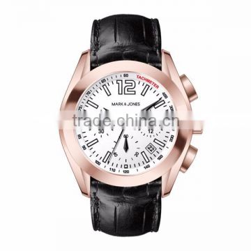 Men high quality Quartz rose gold chronograph watch with calendar