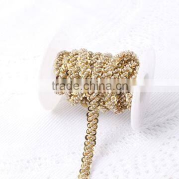 Rose gold color trim shape design handmade embroidery beaded lace