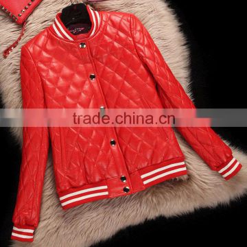 2016 Ladies PU leather jadcket with polyfill inside