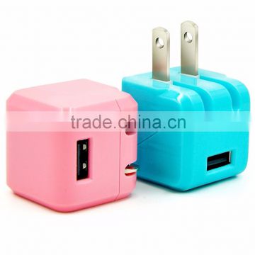 2016 mini colorful design folding 5V1A single usb wireless travel wall charger