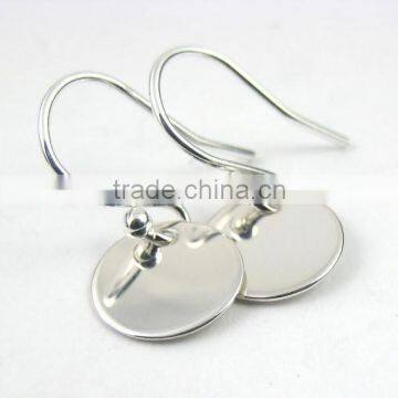 Polished Simple Sterling Silver Discs Disc Hook Earrings