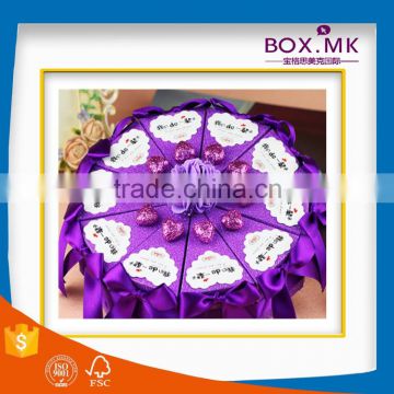 Hot Sale Handmade Wholesale Custom New Design Purple Art Paper Sweet Boxes For Wedding