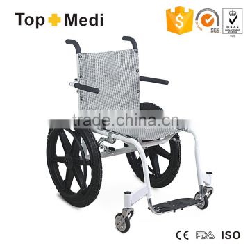 Rehabilitation Therapy Supplies Topmedi High End Aluminum Lightweight Leisure and Sport Pool Wheelchair
