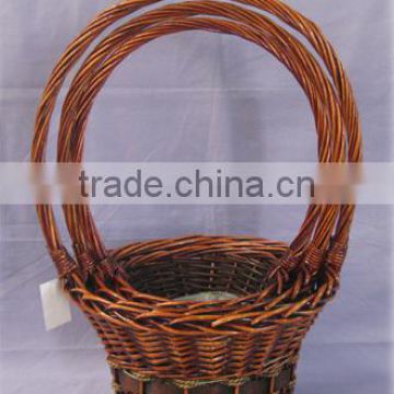 Cheap Handmade Large Willow Gift Basket for Flowers With Beautiful Handle