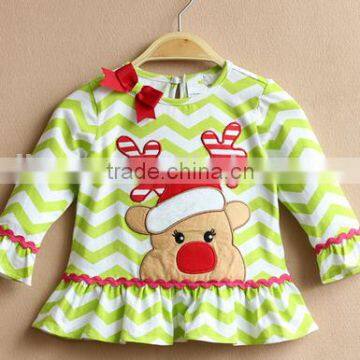 Alibabaa hot sale clothing for Christma girl's fine embroidered top