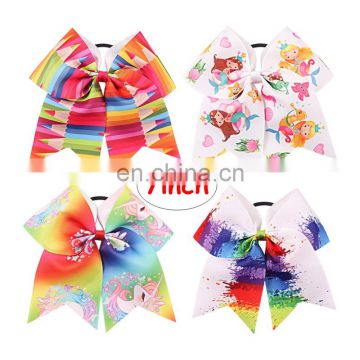 7Inches Girls Rainbow Unicorn Hairbands Kids Large Hair Bows 4styles