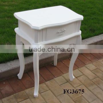 european style white MDF & WOOD bedside table / lamp table / 1 drawer chest