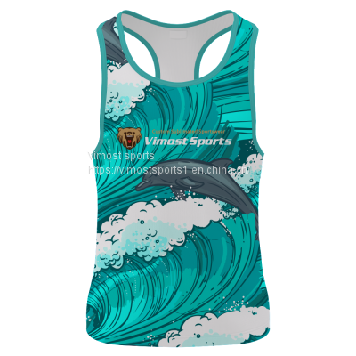 Customized Sublimation Singlet of New Fashion with Sea Wave Pattern