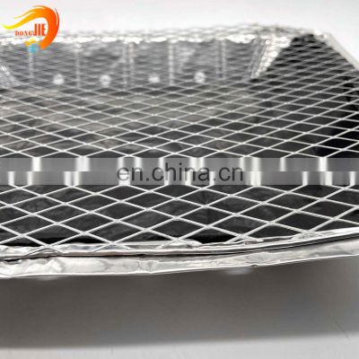 Flattened expanded metal mesh for outdoor BBQ