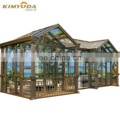 JYD Modern American Style Aluminum Glass Flat Roof Inclined Sun Room Glass House For Villa