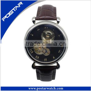 Men Mechancial Wristwatch with Genuine Leather Watch
