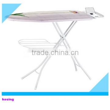 Folding ironing board with clothes rack