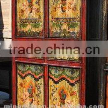 Chinese antique furniture pine wood Four Door Two Drawer Tibet Cabinet