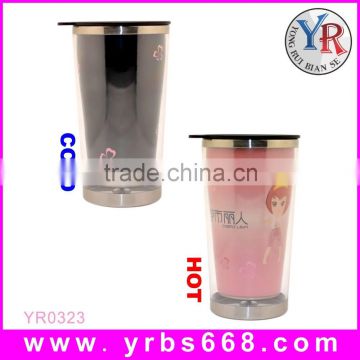 18 years factory sales novelties travel cup magic photo double wall stainless steel mug