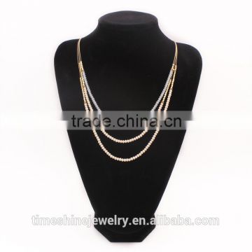 Three Layer Strand Acrylic Beads Choker Layer Necklace