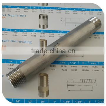 S40 SS 1/2" Both End Threaded Pipe Nipple 6" Length
