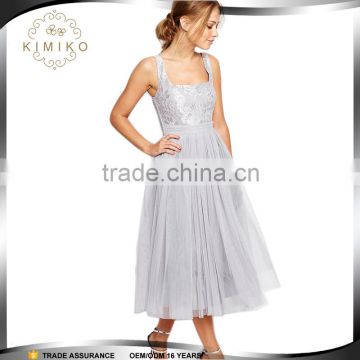 Fashion Ladies Midi Dress With Lace Hot Selling Customized Designs