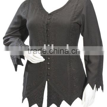 Gothic Embroidery Zig Zag Peasant Ladies~Woman~Girls Top Blouse