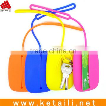 Fashion promotion silicone key bag with custom logo printed