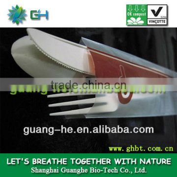 100% eco-friendly Biodegradable plastic packaging bags/ plastic PLA bag for tableware / cutlery