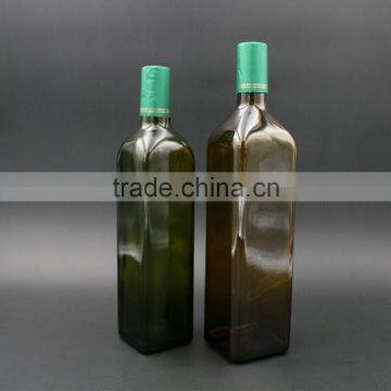 1000ml Dark Green And Amber Color Olive Oil Glass Bottle With Aluminum Cap and PVC Capsule