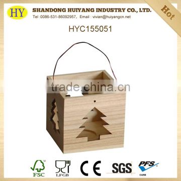 tree shape hollowed cheap wooden candle holder
