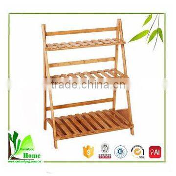 Easily Carry natural bamboo wooden flower shelf