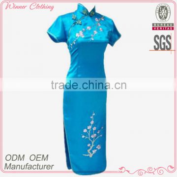 formal/evening traditional chinese dress high side slit plum embroidered modern qipao