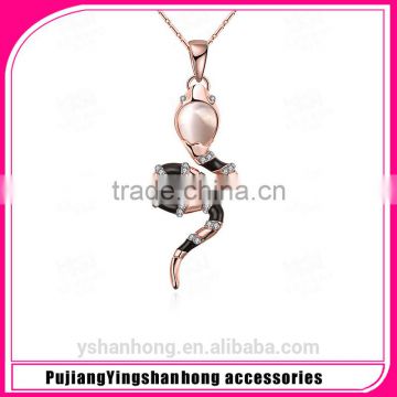 Rose gold plated snake pendant necklace