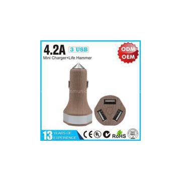 YLCC-235-WOOD Triple USB car Charger