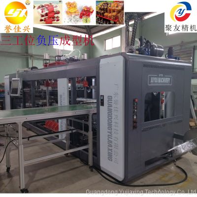JY760-850 Three Station Negative Vacuum Plastic Thermoforming Machine