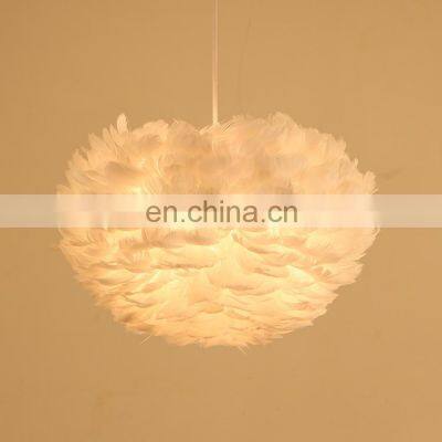 Modern LED Pendant Light Living Room Lamp Nordic Minimalist Feather Hanging Lights Warm Creative Bedroom Round Chandelier